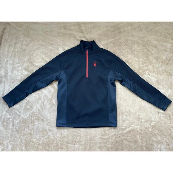 Spyder Fleece Lined Sweater Quarter Zip Men’s Size Large‎ Black Ski - Picture 2 of 7